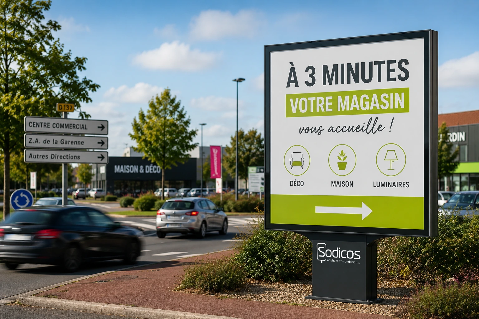 Panneau d’affichage publicitaire extérieur pour attirer les clients vers un point de vente